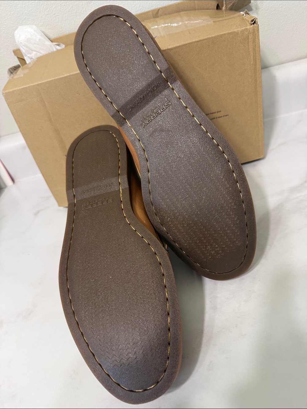 Sperry Tan Leather Classic Moc Boat Shoes - Picture 3 of 5